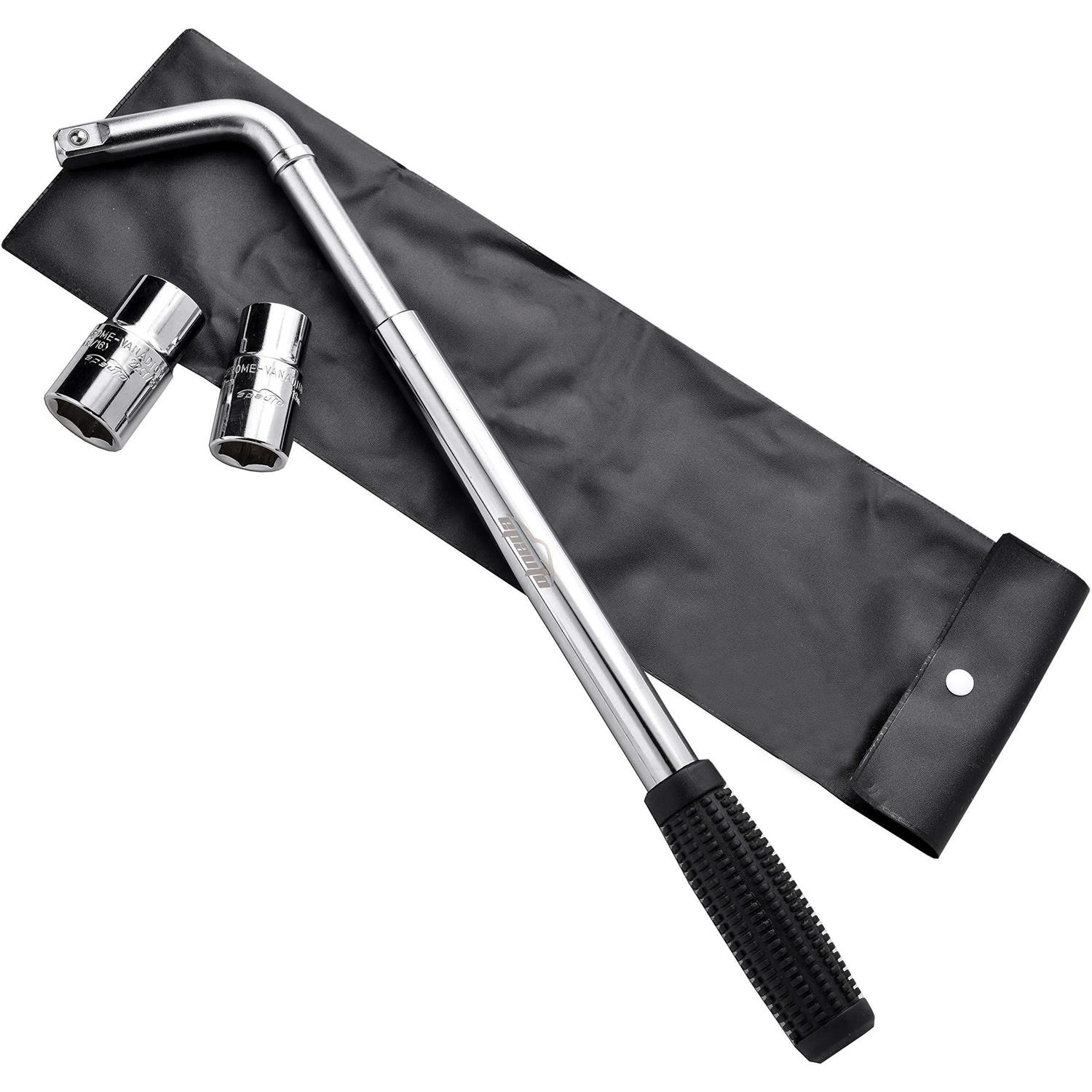 Epauto Telescoping Lug Wrench Wheel Wrench with Cr-v Sockets