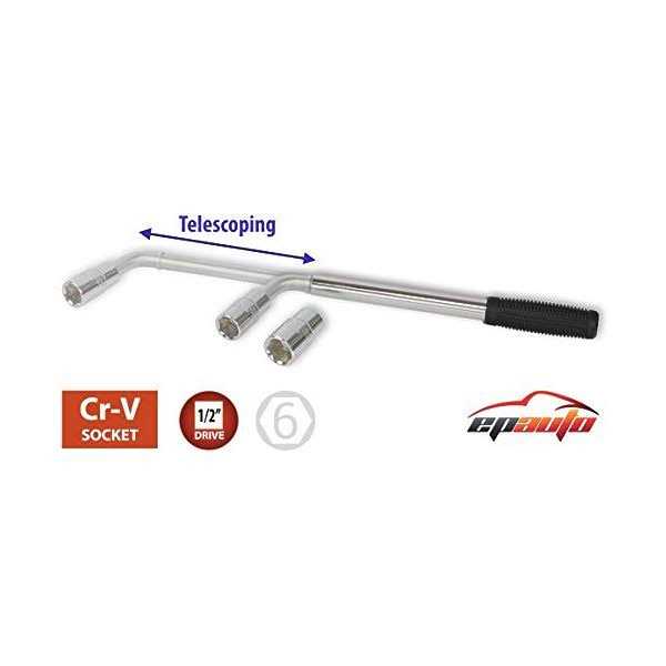Epauto Telescoping Lug Wrench Wheel Wrench with Cr-v Sockets - Image 2