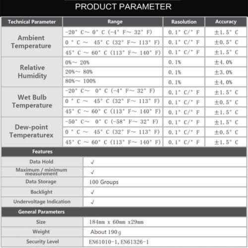 Protmex Digital Temperature Humidity Meter, Thermometer Hygrometer with Ambient Dew Point and Wet Bulb Temperature Indoor and Outdoor - Image 2