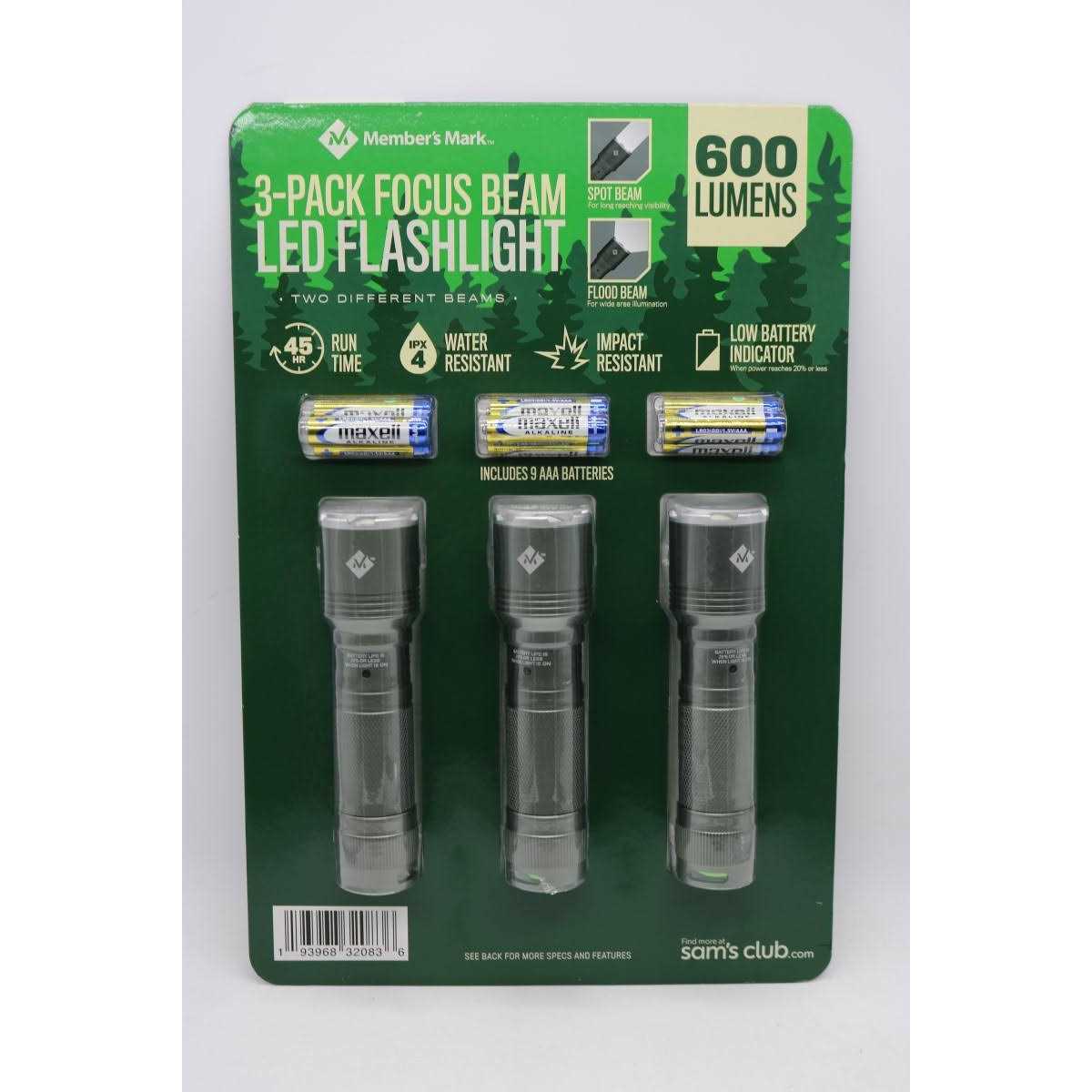 Member's Mark 3-Pack 600 Lumen LED Flashlight Set - Image 4