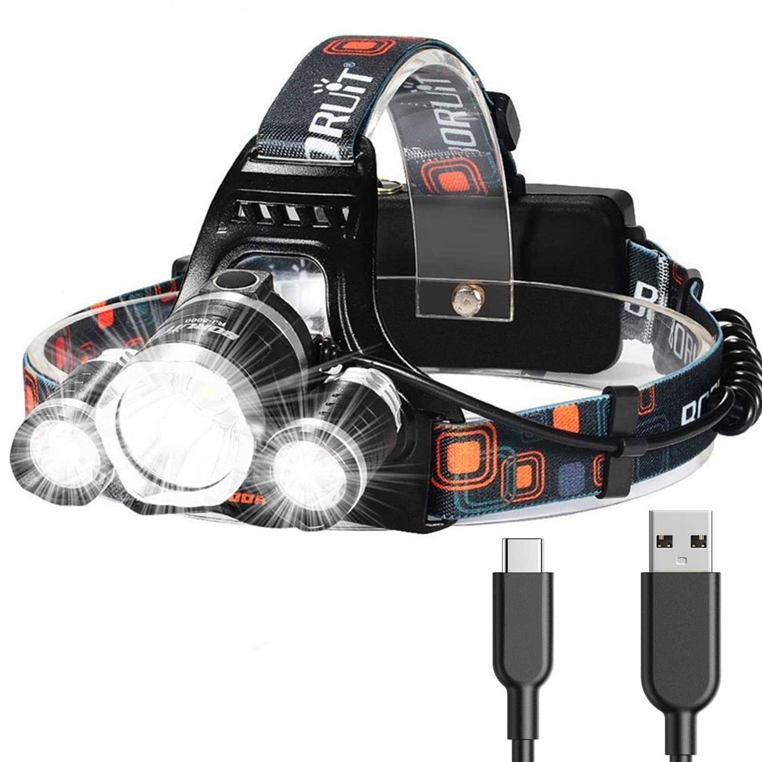 Headlamp Rechargeable 20000 Lumen,Top Headlamp Super Bright Headlamp Waterproof Hard Hat Light,Adjustable Light for Adults,Outdoors Work Headlight