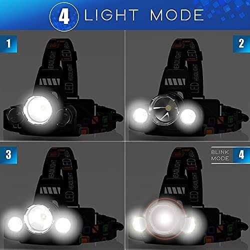 Headlamp Rechargeable 20000 Lumen,Top Headlamp Super Bright Headlamp Waterproof Hard Hat Light,Adjustable Light for Adults,Outdoors Work Headlight - Image 4