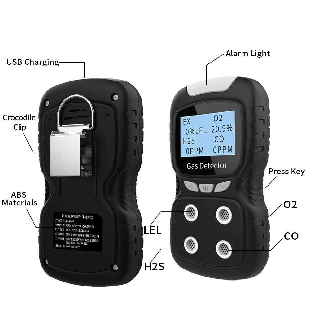 XLA Alert Portable Gas Detector Gas Clip 4 Gas Monitor Meter Tester Analyzer - Image 3