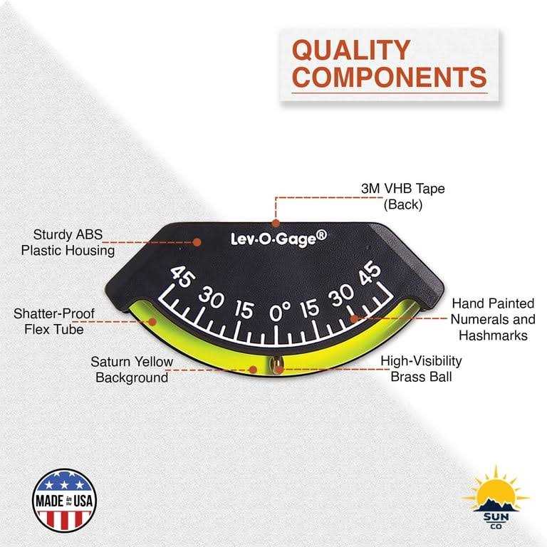Sun Company 201-F Lev-o-gage Inclinometer Usa-Made Level Gauge For Off-Road Vehicle Jeep Truck Rv Camper Trailer or Boat - Image 4