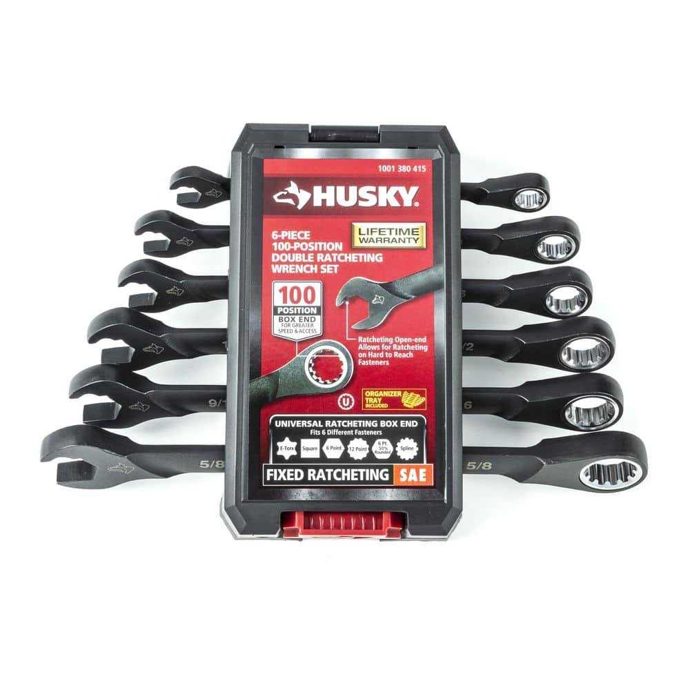 Husky 100-Position Double Ratcheting SAE Wrench Set H100DRW6PCSAEN