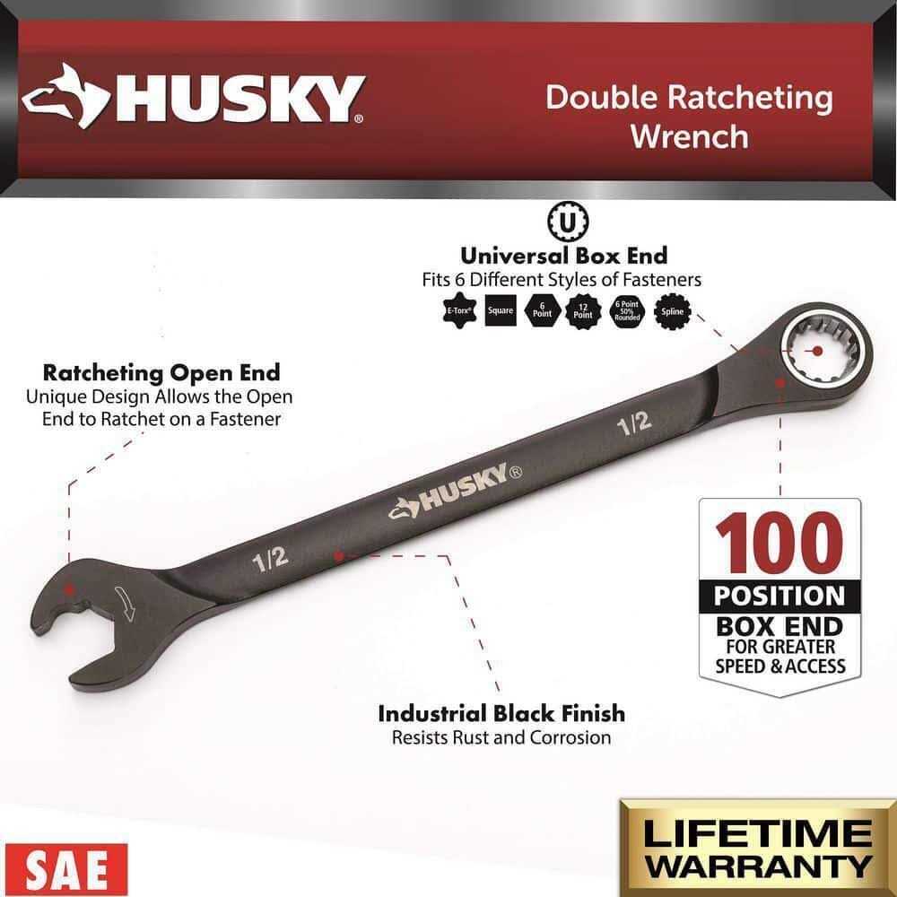 Husky 100-Position Double Ratcheting SAE Wrench Set H100DRW6PCSAEN - Image 2