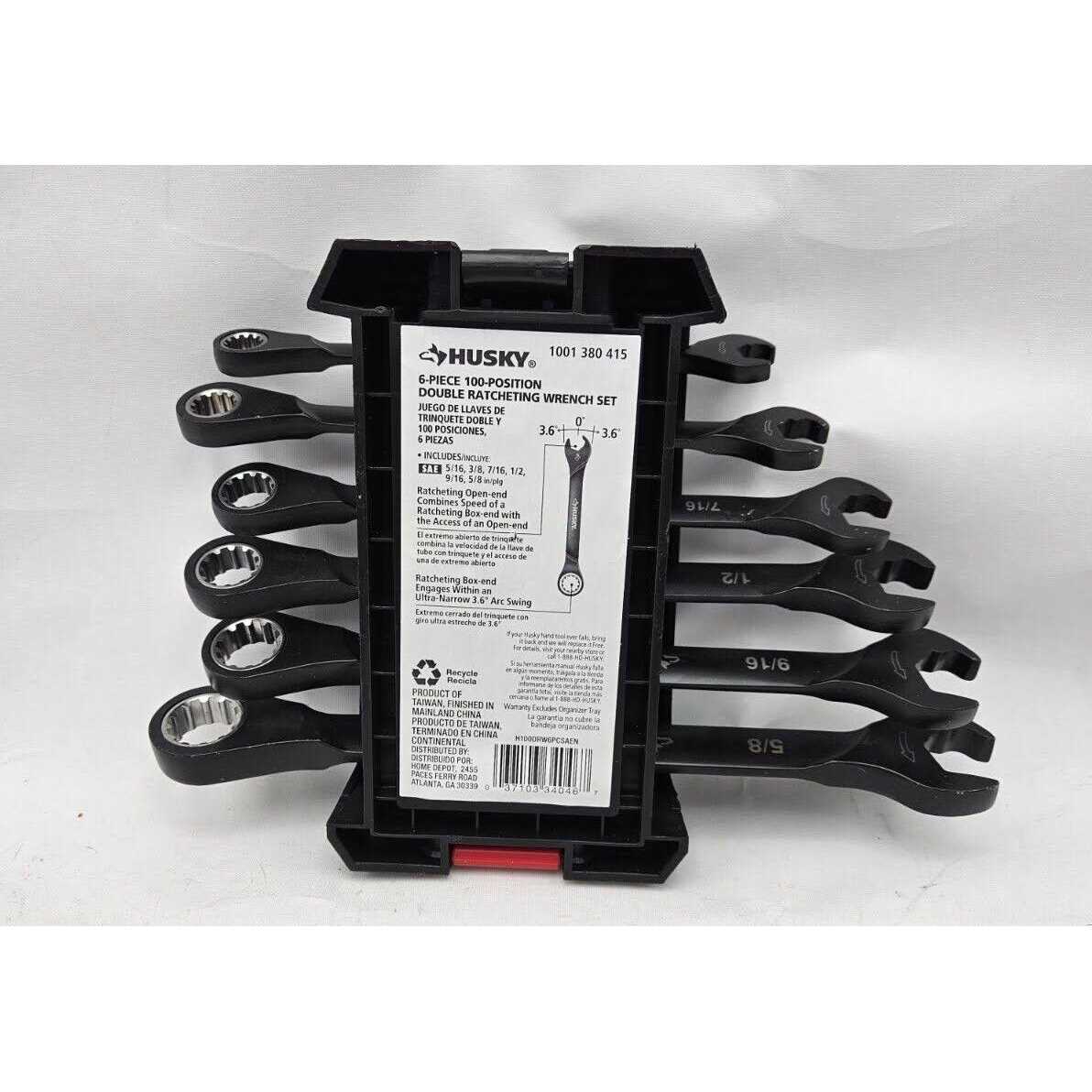 Husky 100-Position Double Ratcheting SAE Wrench Set H100DRW6PCSAEN - Image 4