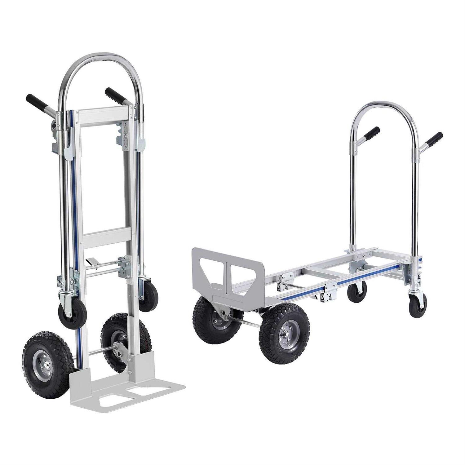VEVOR Aluminum 2 in 1 Hand Truck Heavy Duty Industrial Convertible Folding Hand Truck and Dolly 300 lbs. Load Capacity - Image 3