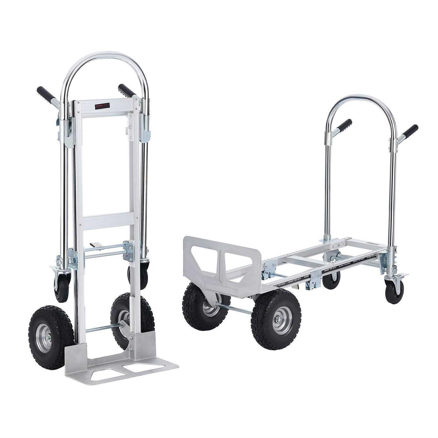VEVOR Aluminum 2 in 1 Hand Truck Heavy Duty Industrial Convertible Folding Hand Truck and Dolly 300 lbs. Load Capacity - Image 4