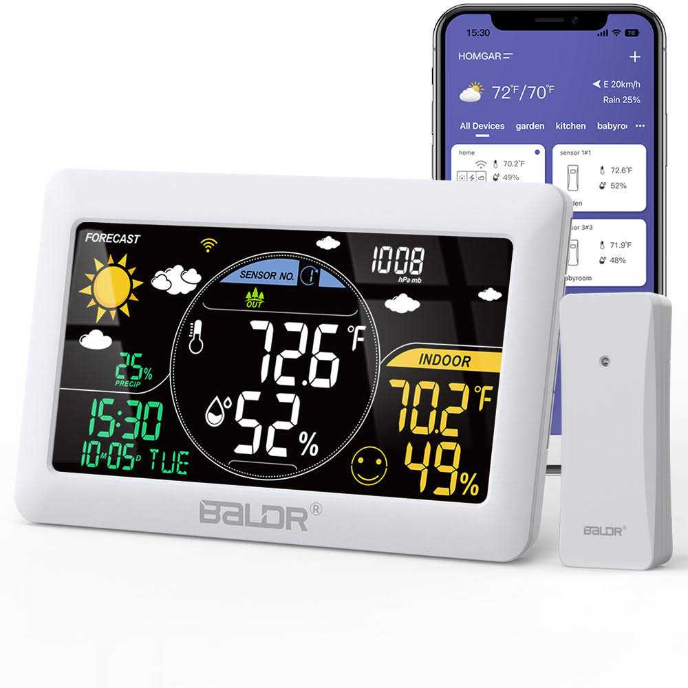 BALDR WiFi Weather Station, Smart Wireless Indoor Outdoor Thermometer with App and Online Real-time Forecast