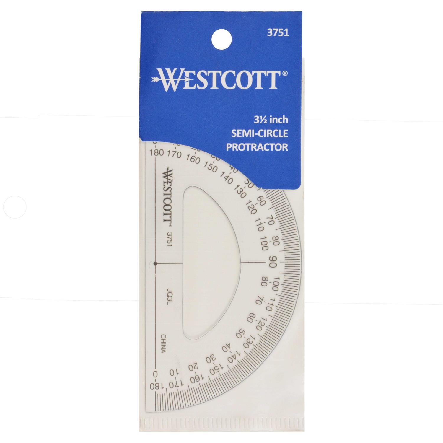 Westcott 3751 Protractor,Plastic,Lined3-1/2in,Trnsprnt - Image 2