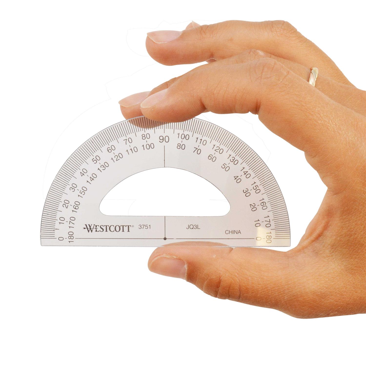 Westcott 3751 Protractor,Plastic,Lined3-1/2in,Trnsprnt - Image 3