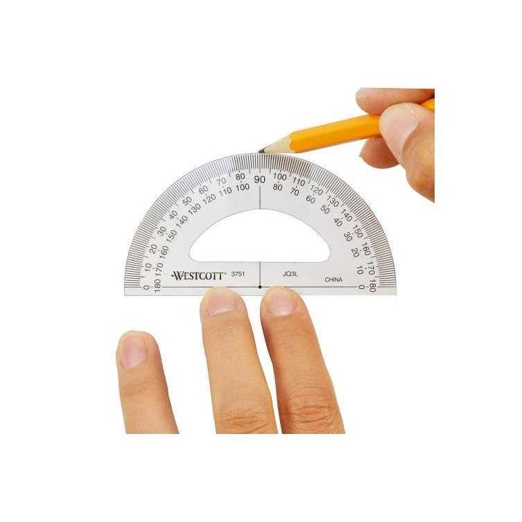 Westcott 3751 Protractor,Plastic,Lined3-1/2in,Trnsprnt - Image 4