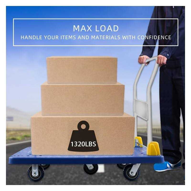 YSSOA Platform Truck with 1320lb Weight Capacity and 360 Degree Swivel Wheels, Foldable Push Hand Cart for Loading and Storage - Image 5