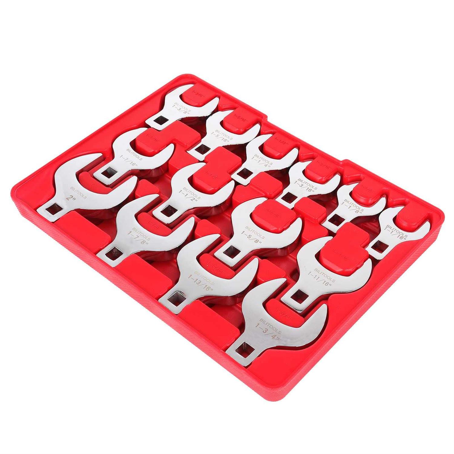 BILITOOLS 14-Piece Jumbo Crows Foot Wrench Set 1/2 Drive Big Crowfoot Wrench