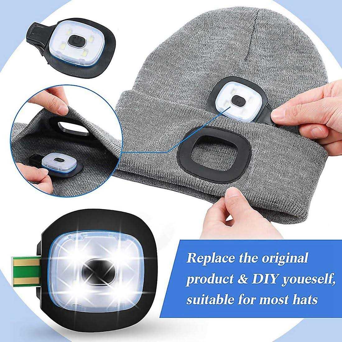 USB Rechargeable Light for LED Knit Beanie Hat 4 Pieces Strong Medium and Wea - Image 2
