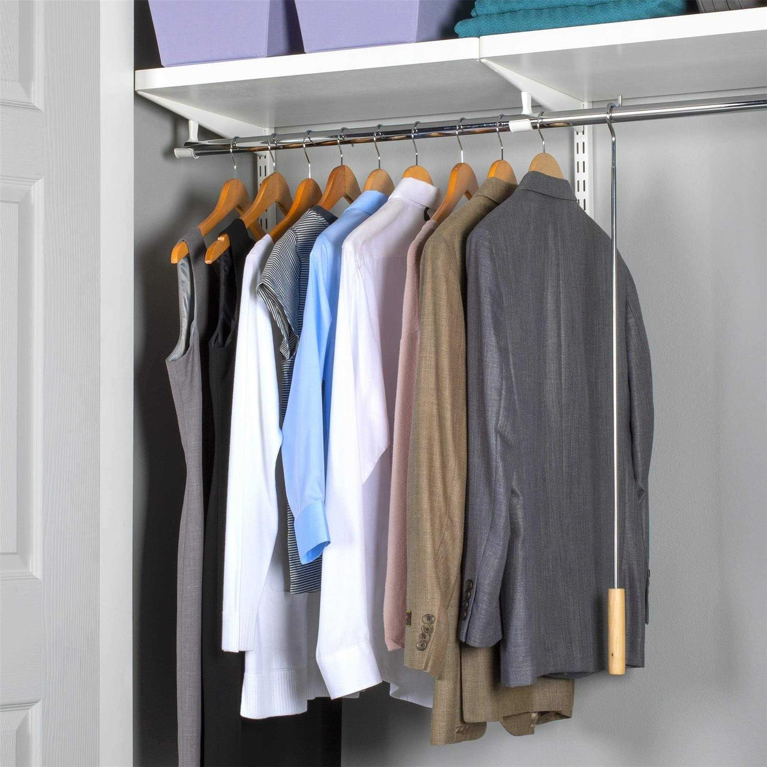 Closet Reacher Pole with Hook and Wooden Handle Heavy Duty Adjustable 2.75-5 Feet - Image 4