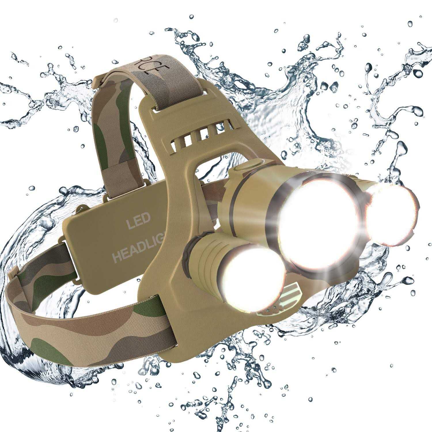 DanForce Camouflaged Headlamp Ultra Bright USB Rechargeable Head lamp. Tactical Head Flashlight Designed Especially for Hunting & Fishing. LED - Image 2