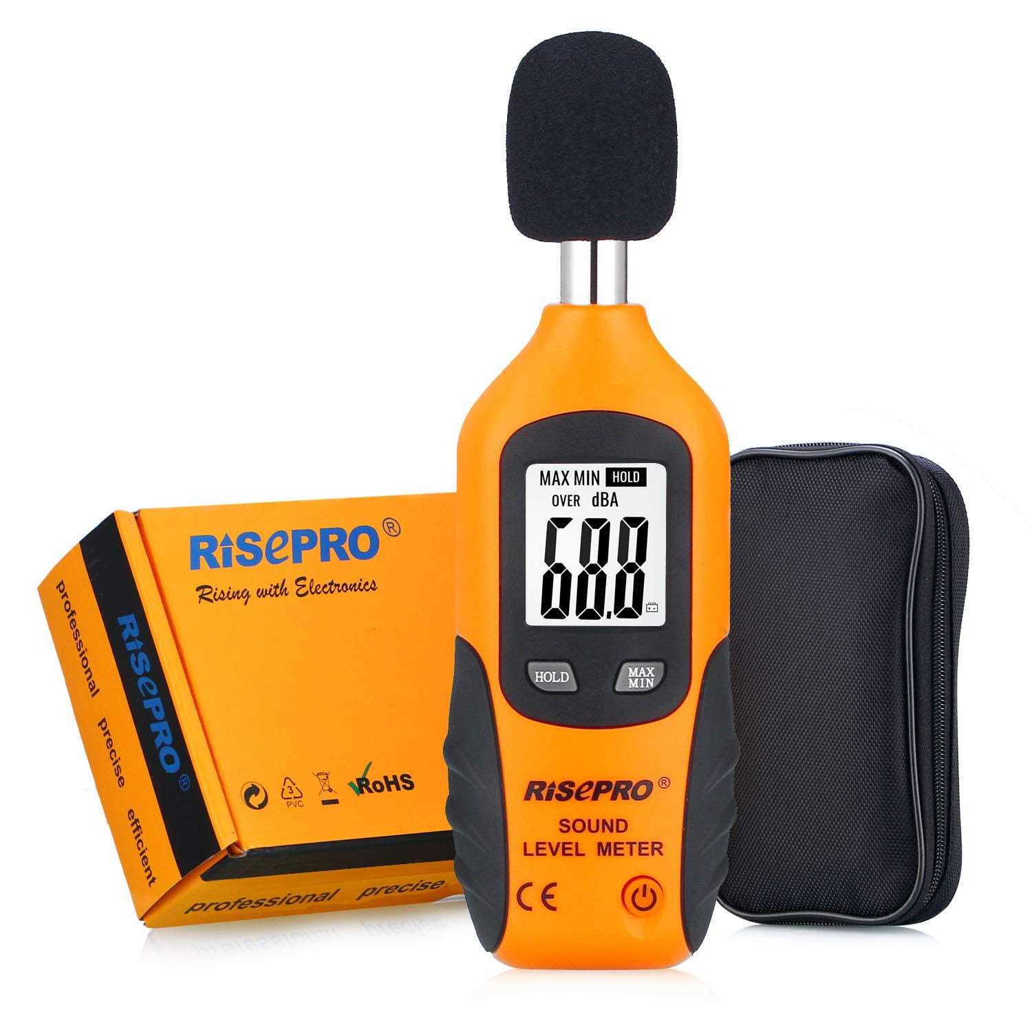 Risepro Decibel Meter Digital Sound Level Meter 30 130 dB Audio Noise Measure Device Backlight Max/min HT-80A