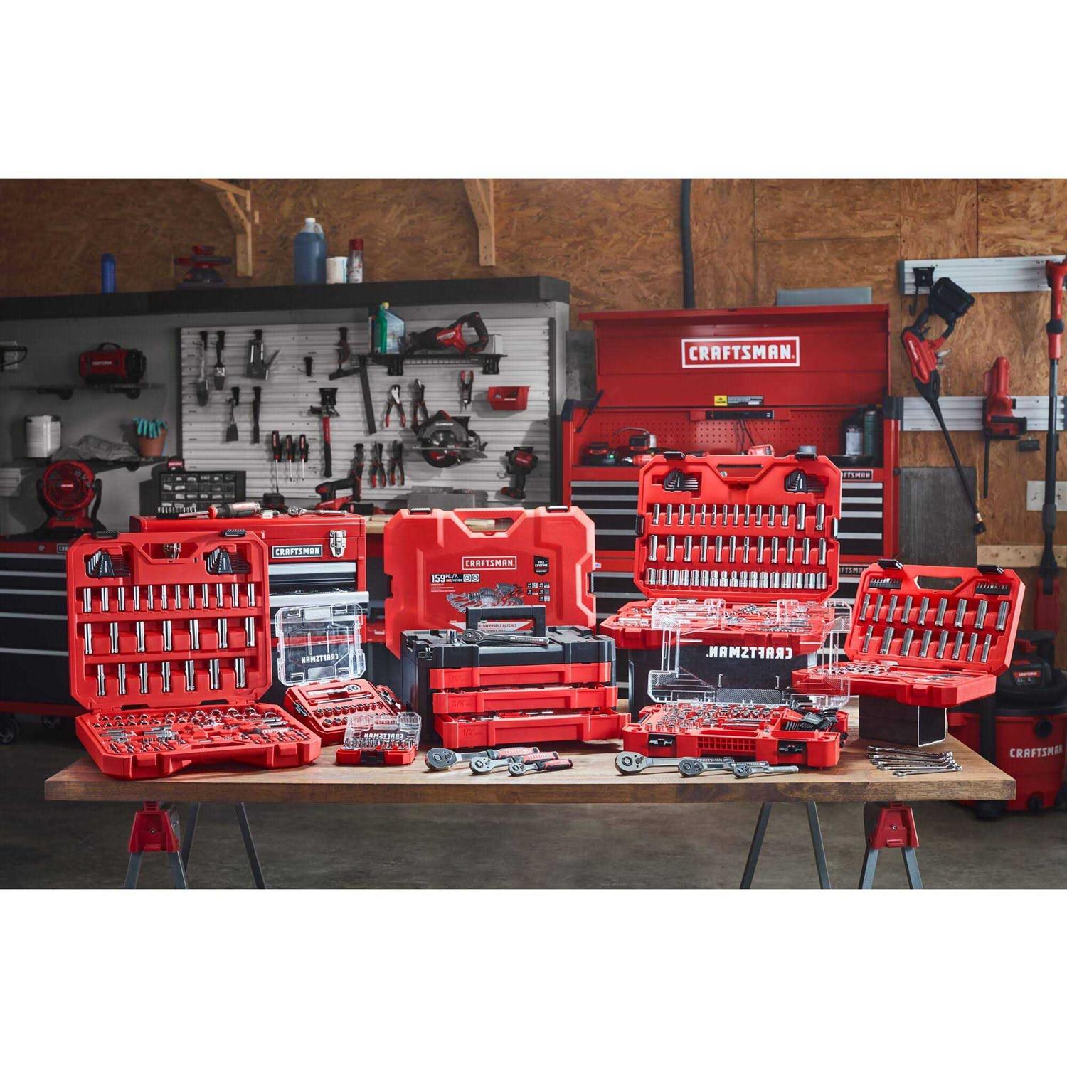 Craftsman 3/8 in. drive Metric and SAE 12 Point Mechanic's Tool Set 61 pc - Image 3