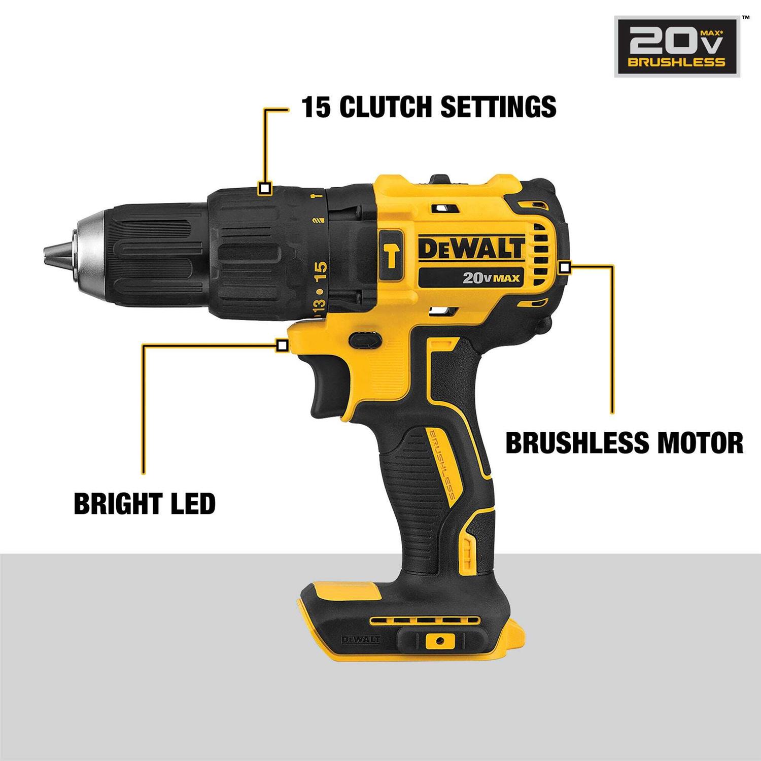 DeWalt DCD778B 20V Max Cordless Brushless Compact Hammer Drill - Image 4