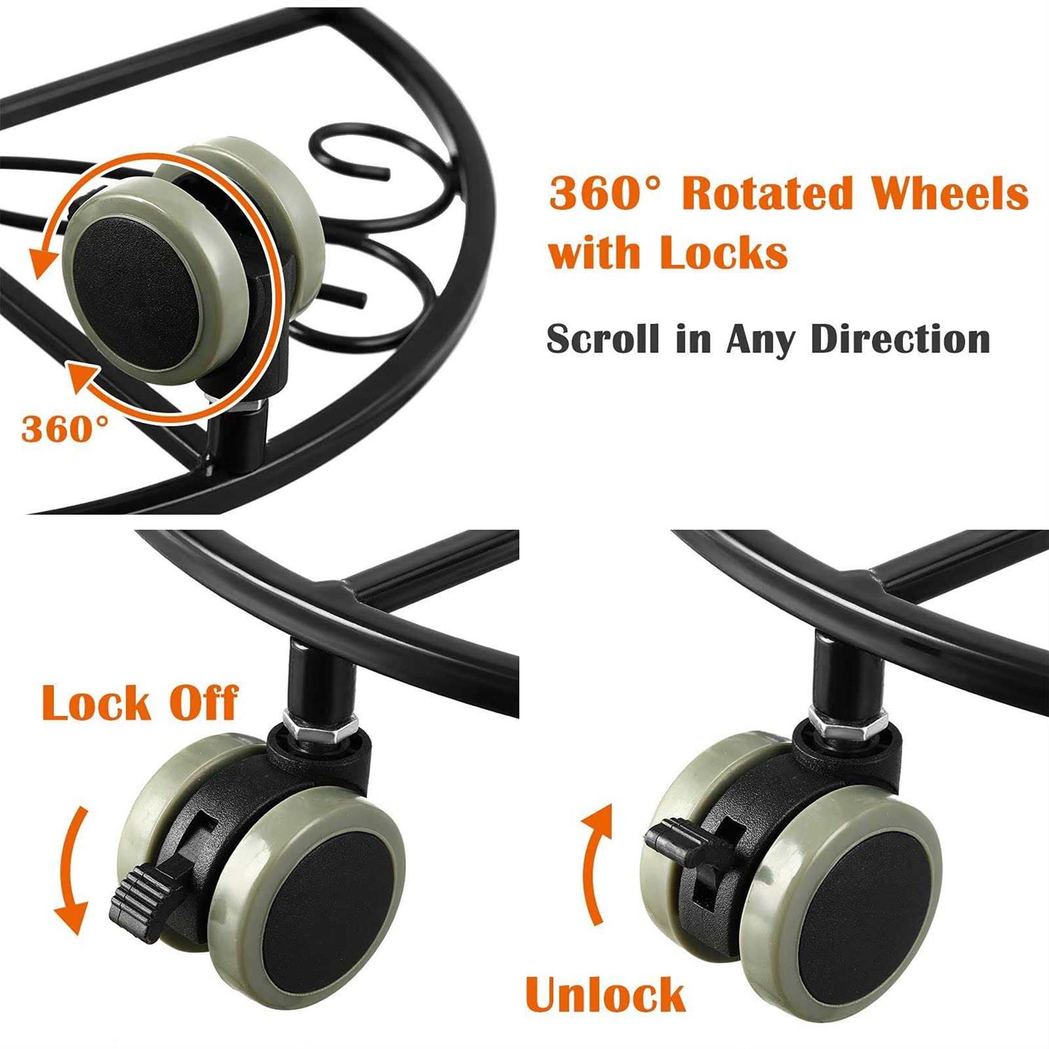 3 Pack Plant Caddy with Wheels Heavy Duty 11.8 Inches Metal Plant Stand with Wheels Plant Dolly Rolling Plant Stand Plant Roller with Casters - Image 4