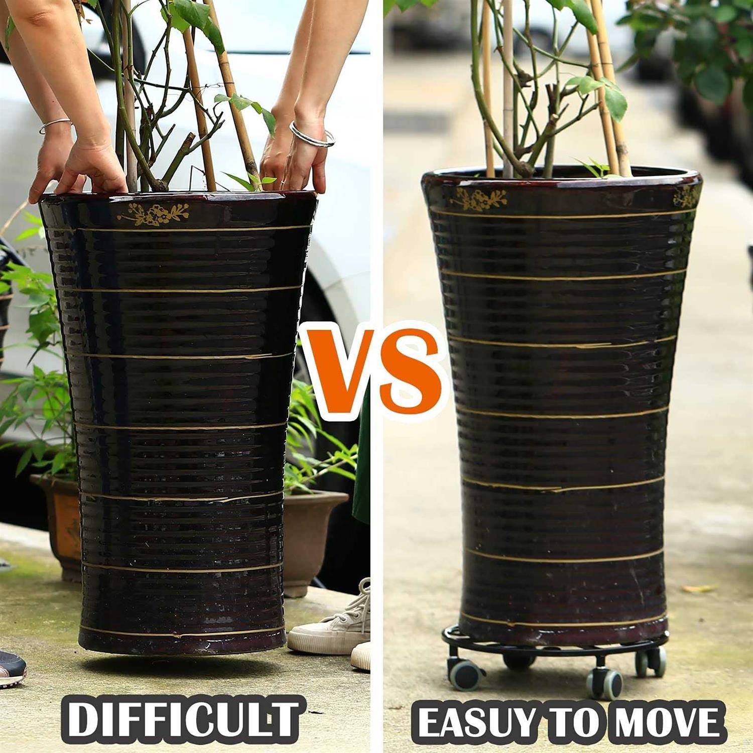 3 Pack Plant Caddy with Wheels Heavy Duty 11.8 Inches Metal Plant Stand with Wheels Plant Dolly Rolling Plant Stand Plant Roller with Casters - Image 5