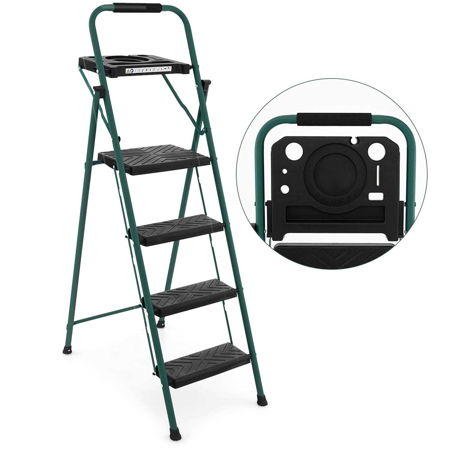 Costway 4 Step Ladder Folding Portable Anti-Slip Steel Step Stool - Image 3