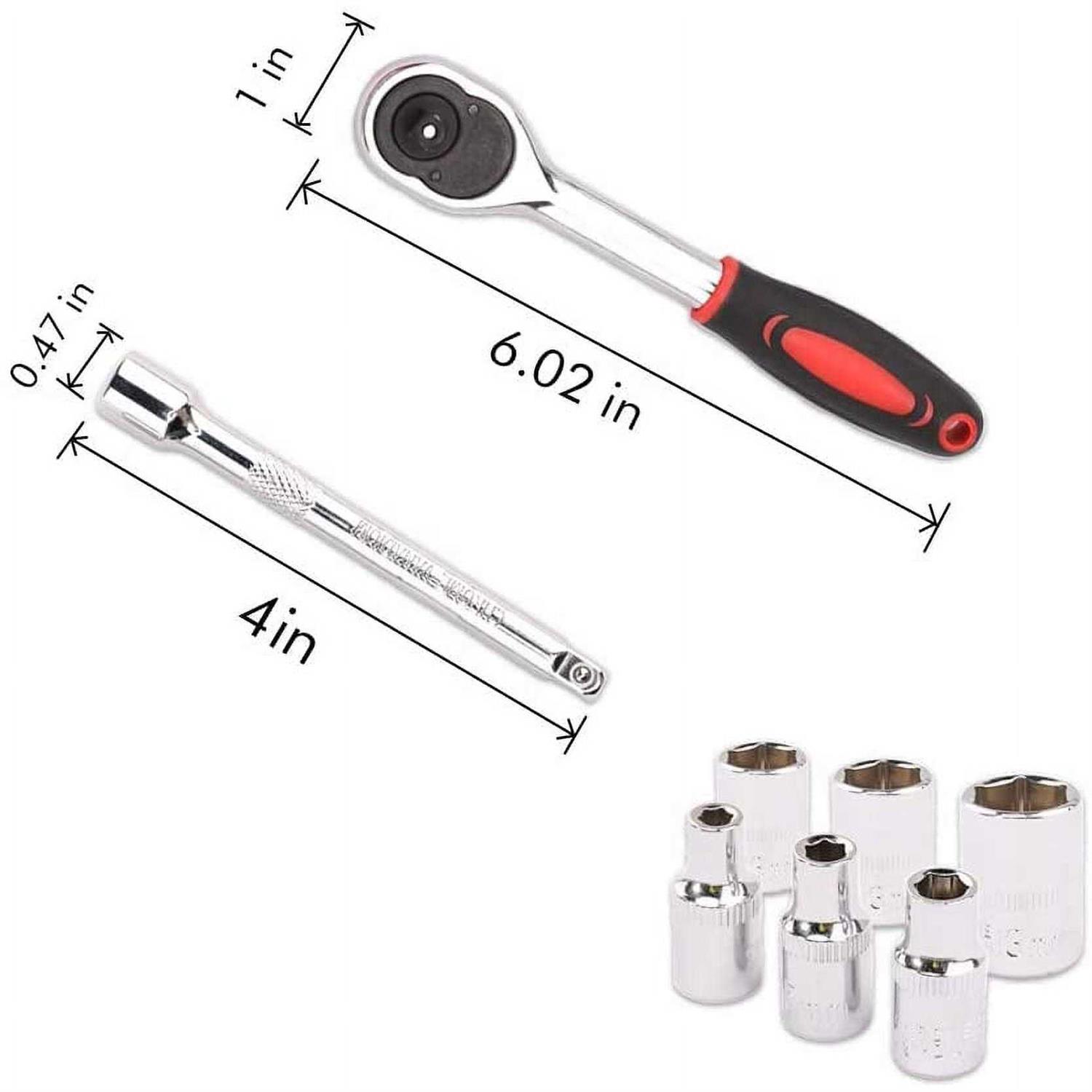 Egofine 12pcs 1/4 Inch Ratchet Socket Wrench Set Drive Socket Set with 10 Sockets 4-13mm and 2 Way Quick Released Ratchet Handle and Extension Bar - Image 5