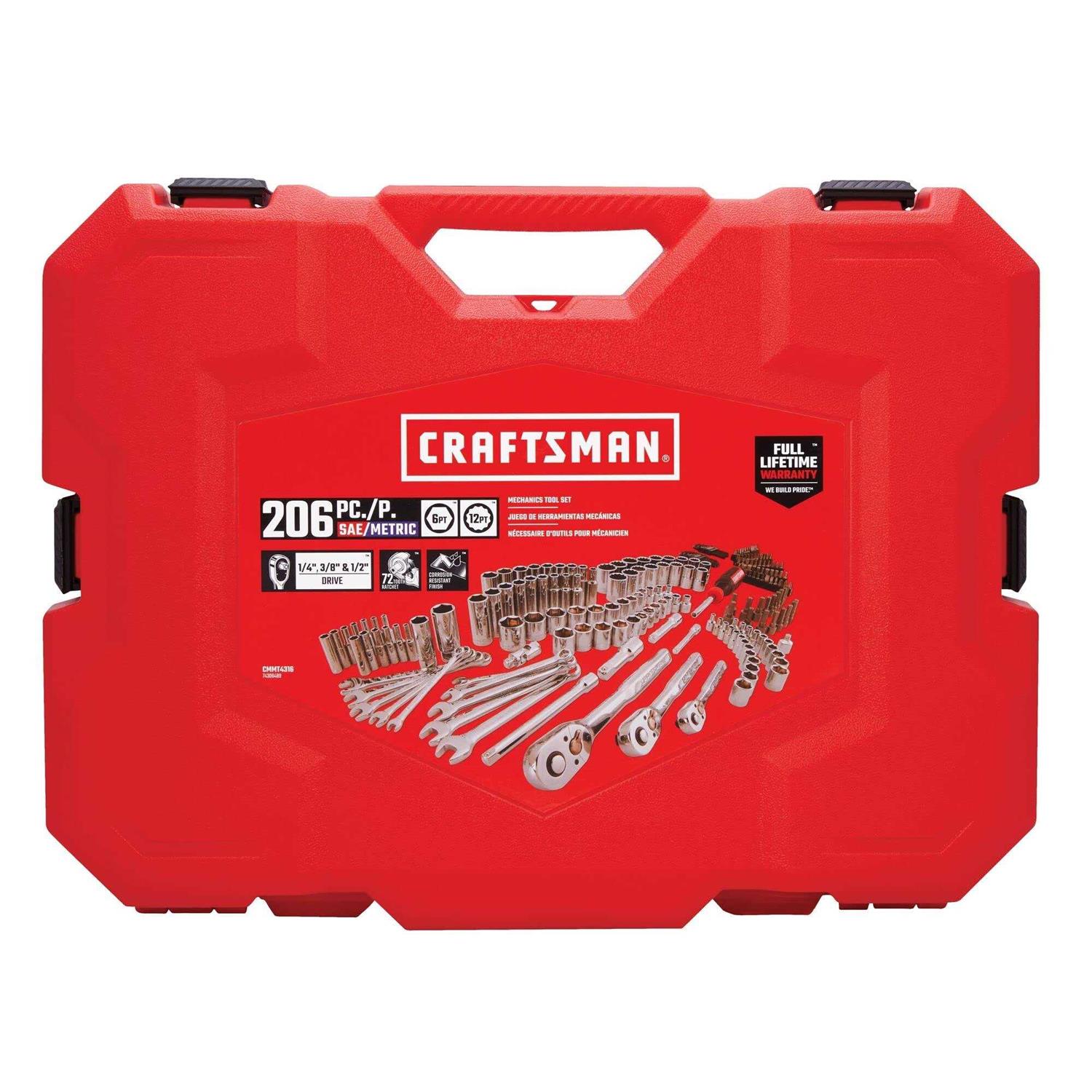 Craftsman 206-Piece Standard and Metric Combination Polished Chrome Mechanics Tool Set with Hard Case - Image 5