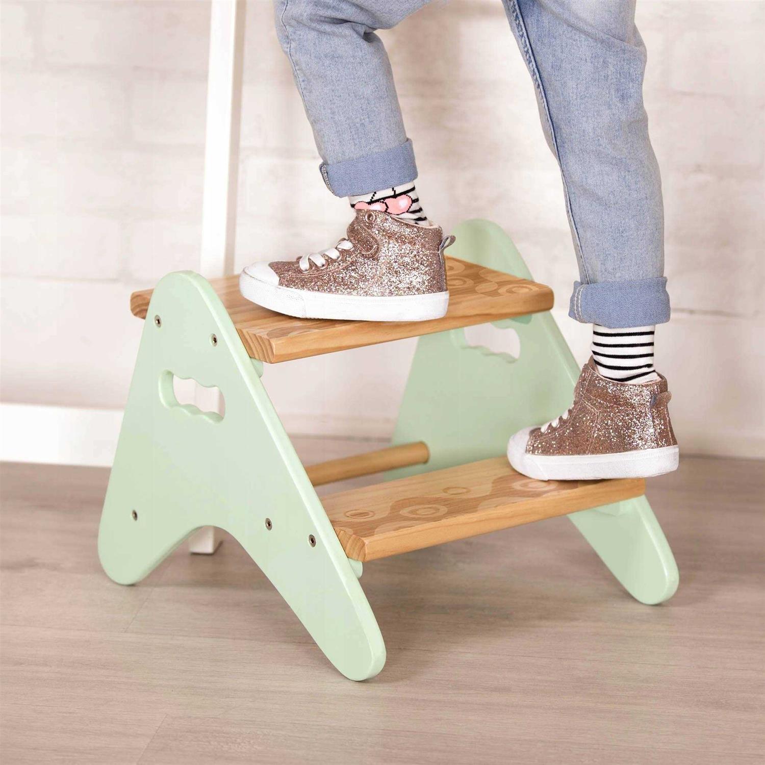 B. spaces by Battat – Kids Wooden Two Step Stool – Peek-A-Boost –