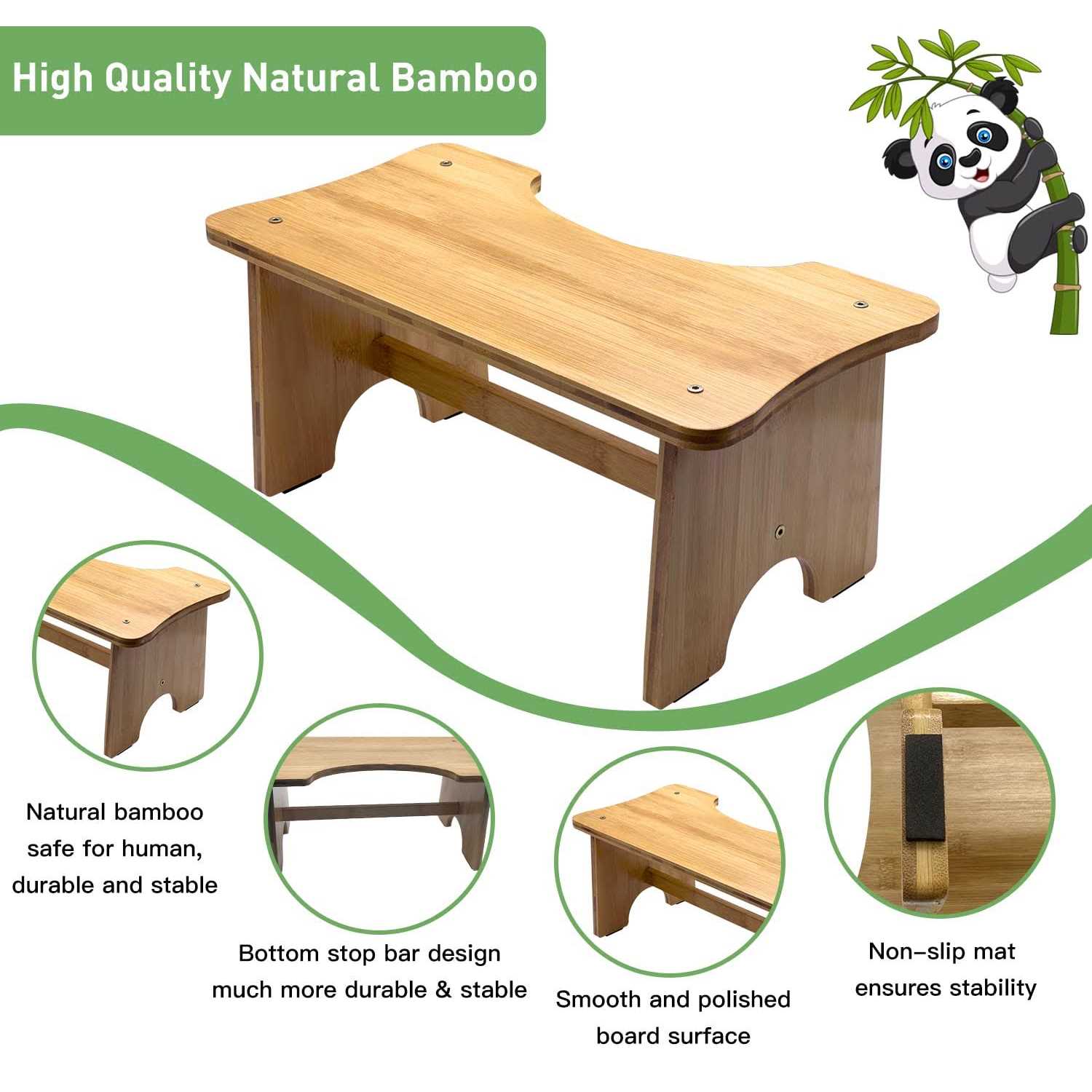 Toilet Stool Bamboo Poop Stool for Adults 6.7 Height Bathroom Toilet Potty Stool Squatting Toilet Stool - Image 3
