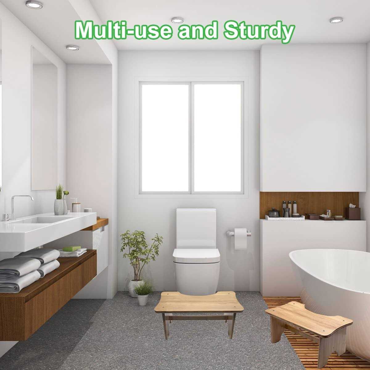 Toilet Stool Bamboo Poop Stool for Adults 6.7 Height Bathroom Toilet Potty Stool Squatting Toilet Stool - Image 4