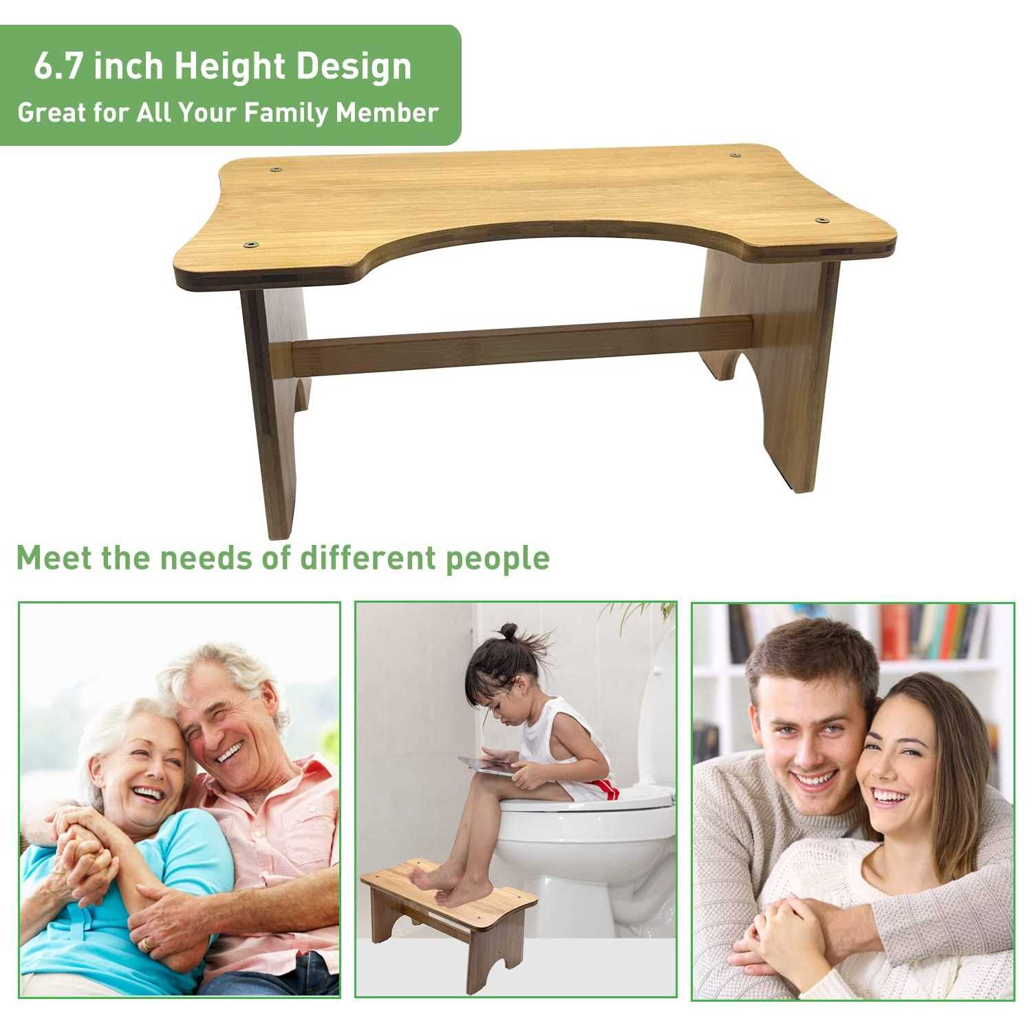 Toilet Stool Bamboo Poop Stool for Adults 6.7 Height Bathroom Toilet Potty Stool Squatting Toilet Stool - Image 5