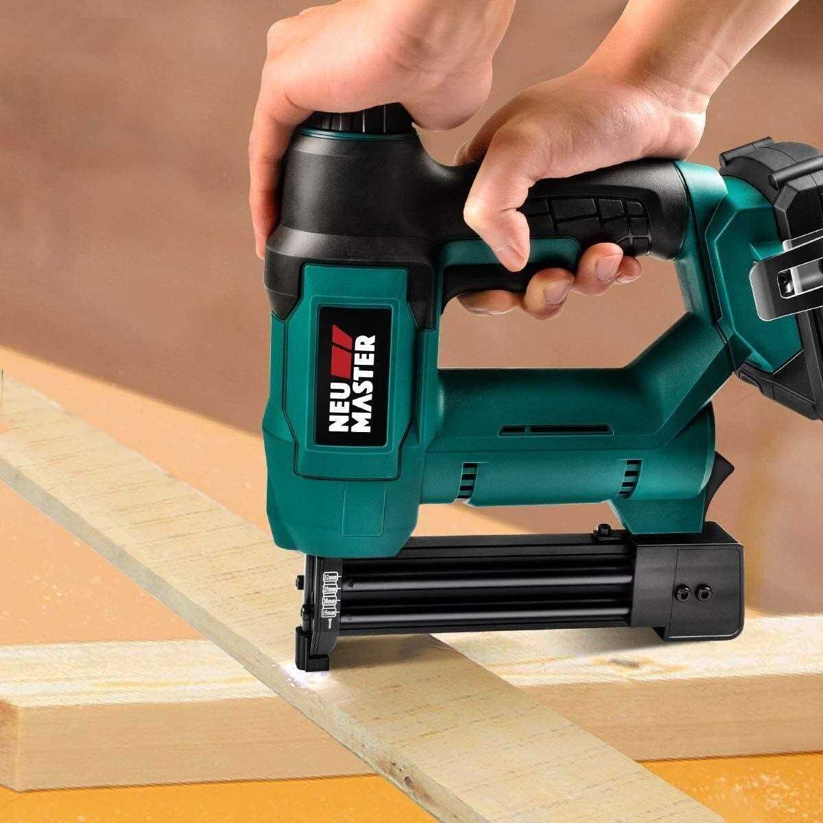 Cordless Brad Nailer, Neu Master Ntc0023 Rechargeable Nail Gun/Staple Gun for Upholstery, Carpentry and Woodworking Projects - Image 2