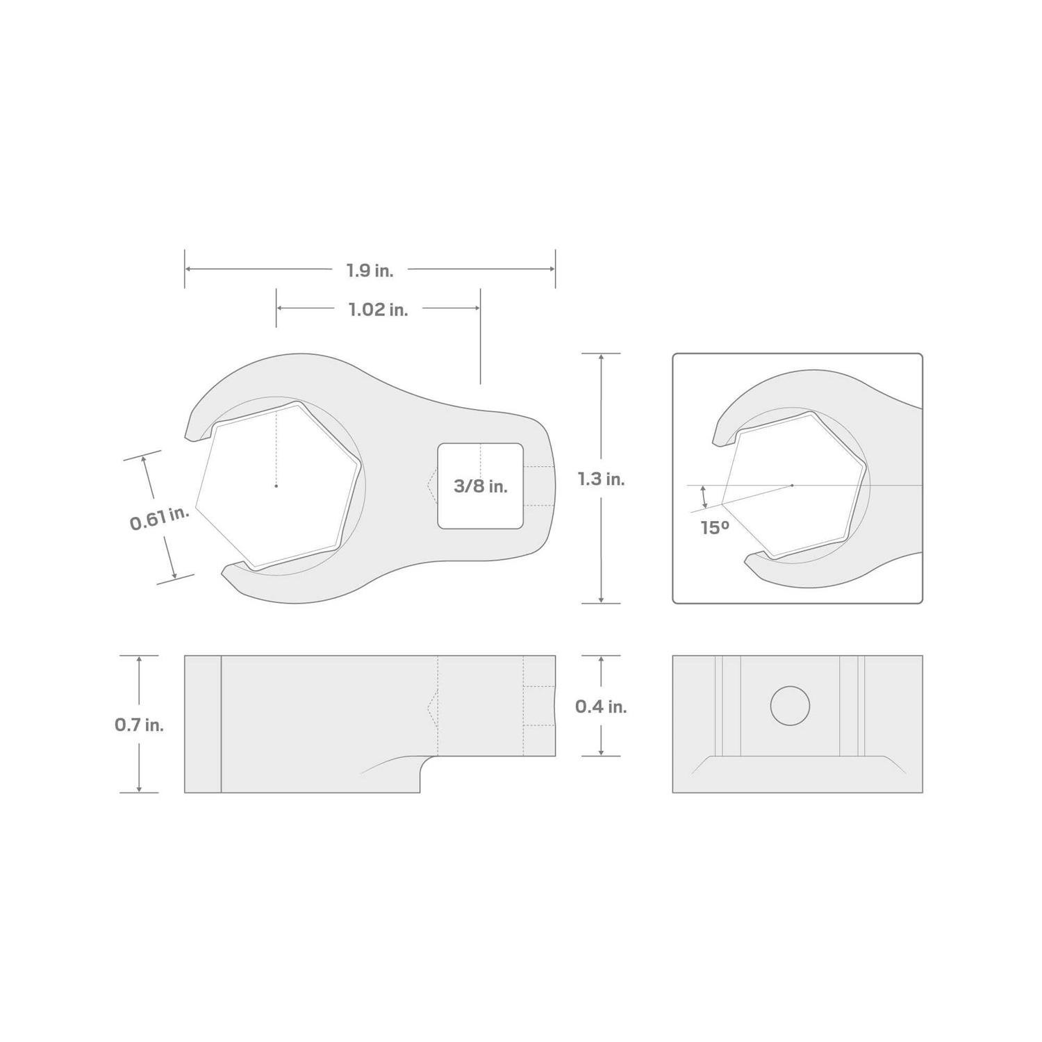 TEKTON 3/8 Inch Drive x 6-Point Flare Nut Crowfoot Wrench - Image 3
