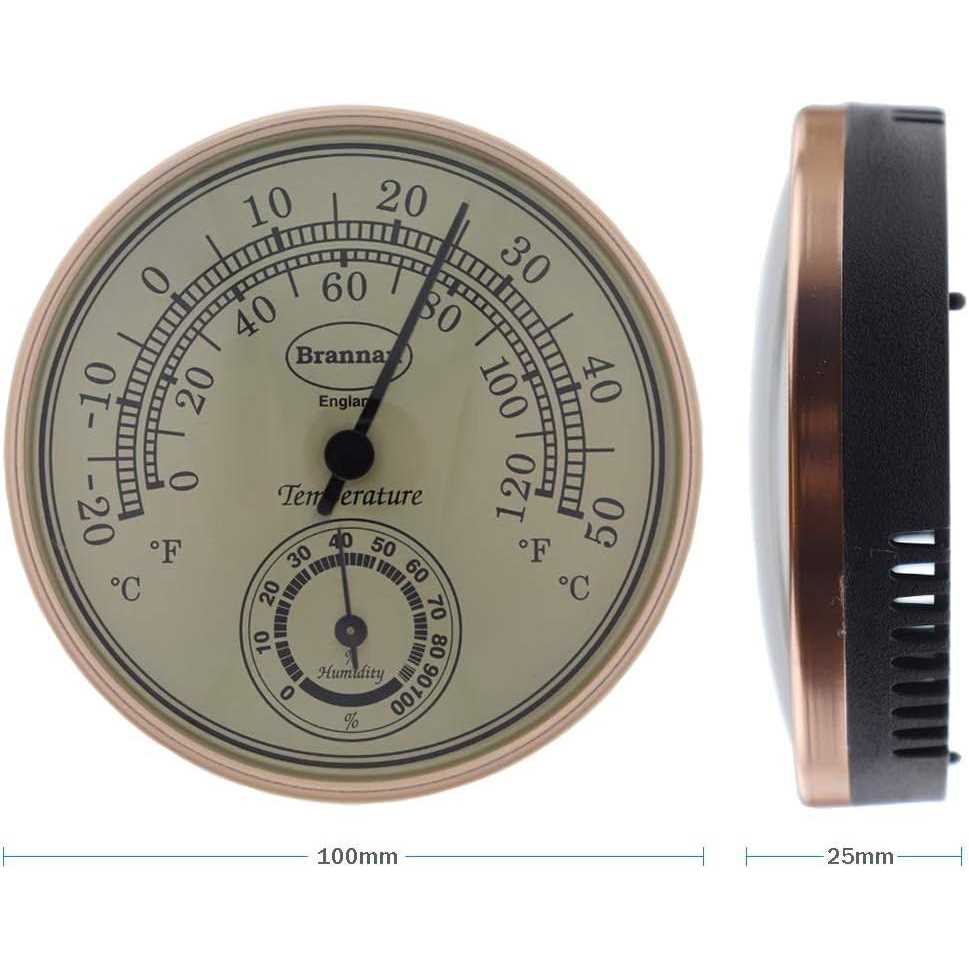 Brannan Thermometer Hygrometer Gilt Dial Garden Greenhouse Home Office - Image 3