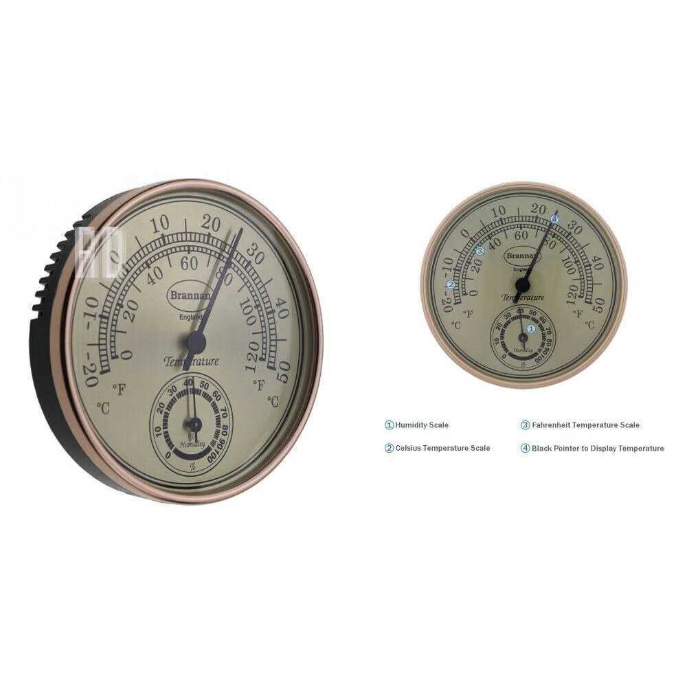 Brannan Thermometer Hygrometer Gilt Dial Garden Greenhouse Home Office - Image 5