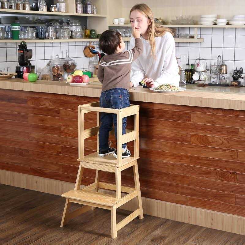 tracycosmetic Kids Kitchen Step Stool with Safety Rail - Image 4