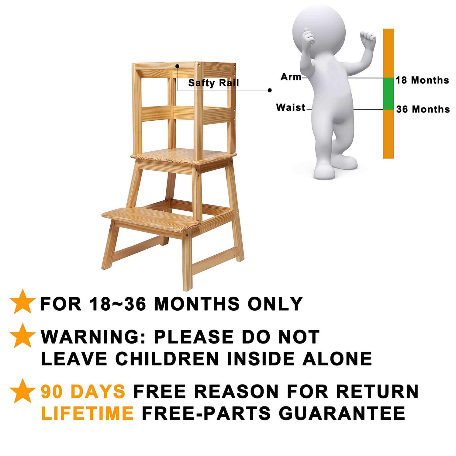 tracycosmetic Kids Kitchen Step Stool with Safety Rail - Image 5