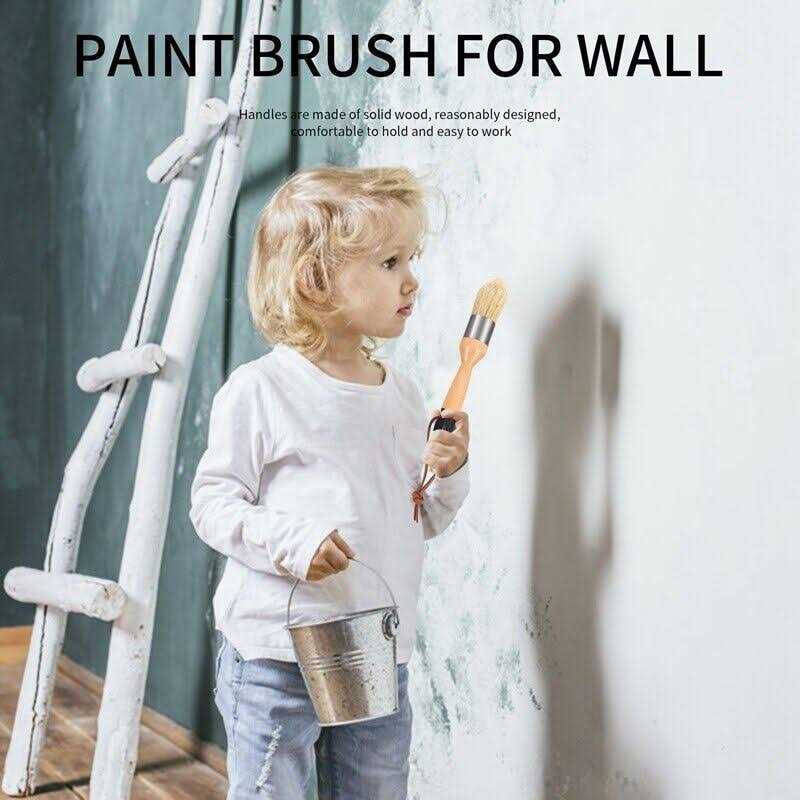 3Pack Chalk and Wax Paint Brushes Bristle Stencil Brushes for Wood Furniture Home Wall Decor, Size: One size, Black - Image 5