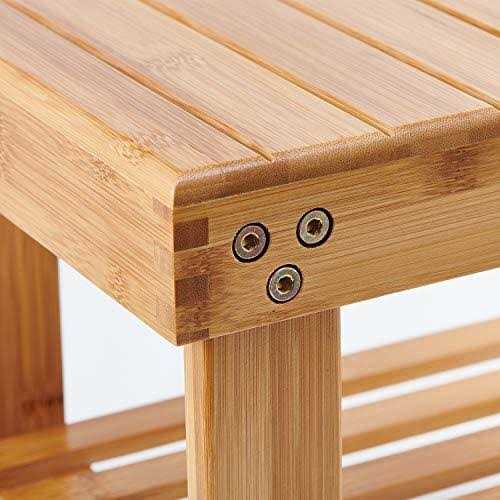 Vaefae Bamboo Small Seat Stool for Kids, Foot Rest Shaving Stool,storage Shelf, Durable Lightweight and Anti Slip - Image 2