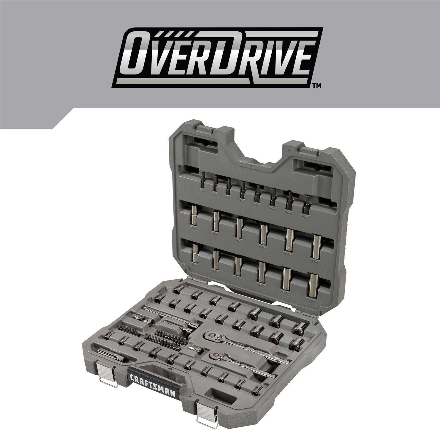 Craftsman OVERDRIVE 80-Piece Standard and Metric Gunmetal Chrome Mechanics Tool Set with Hard Case - Image 4
