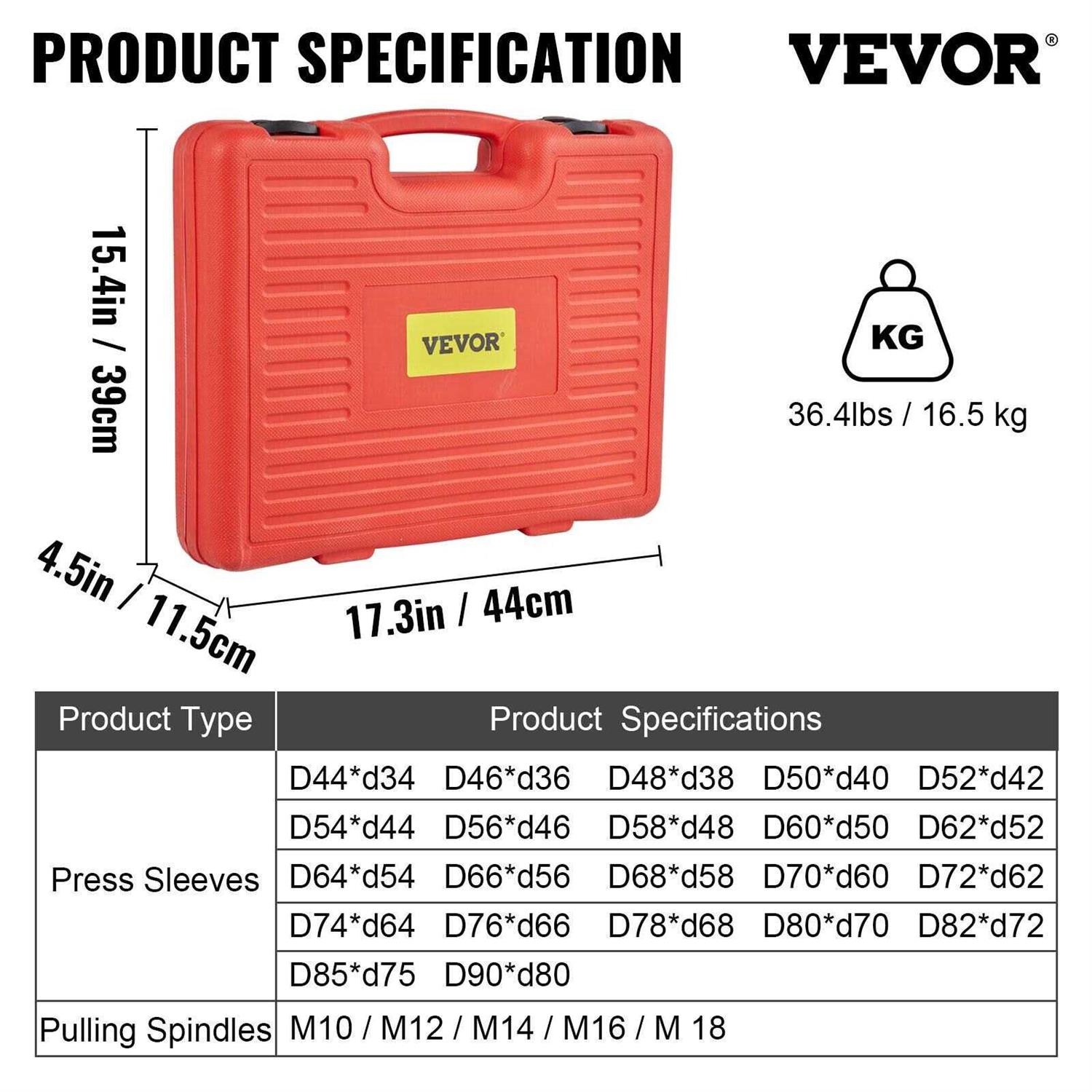 VEVOR 27 PCS Pull and Press Sleeve Kit 45# Steel Removal Installation Bushes Bearings Tool Kit - Image 5