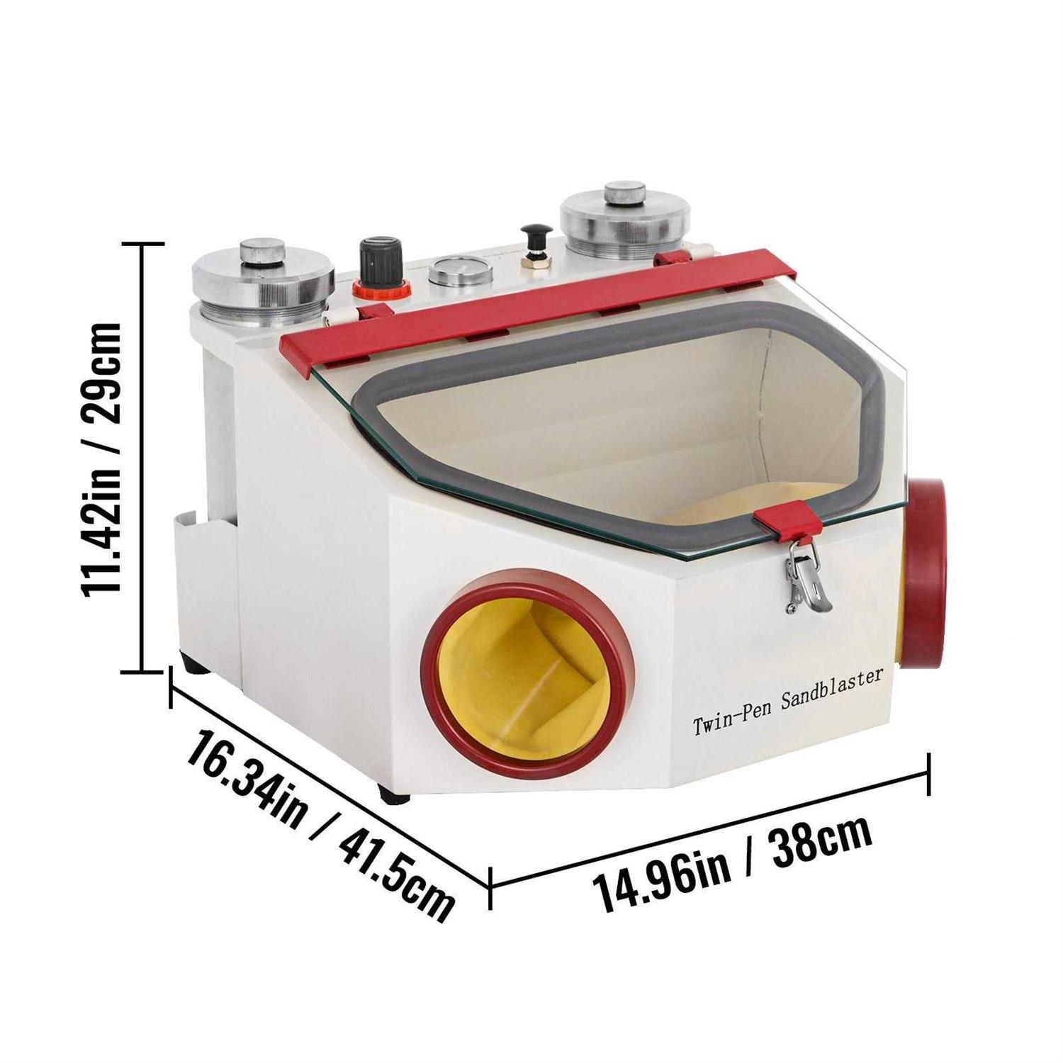 VEVOR Twin Pen Sandblaster Double Pen Sand Blaster Machine for Dental Lab 2 Tanks Lamp - Image 3