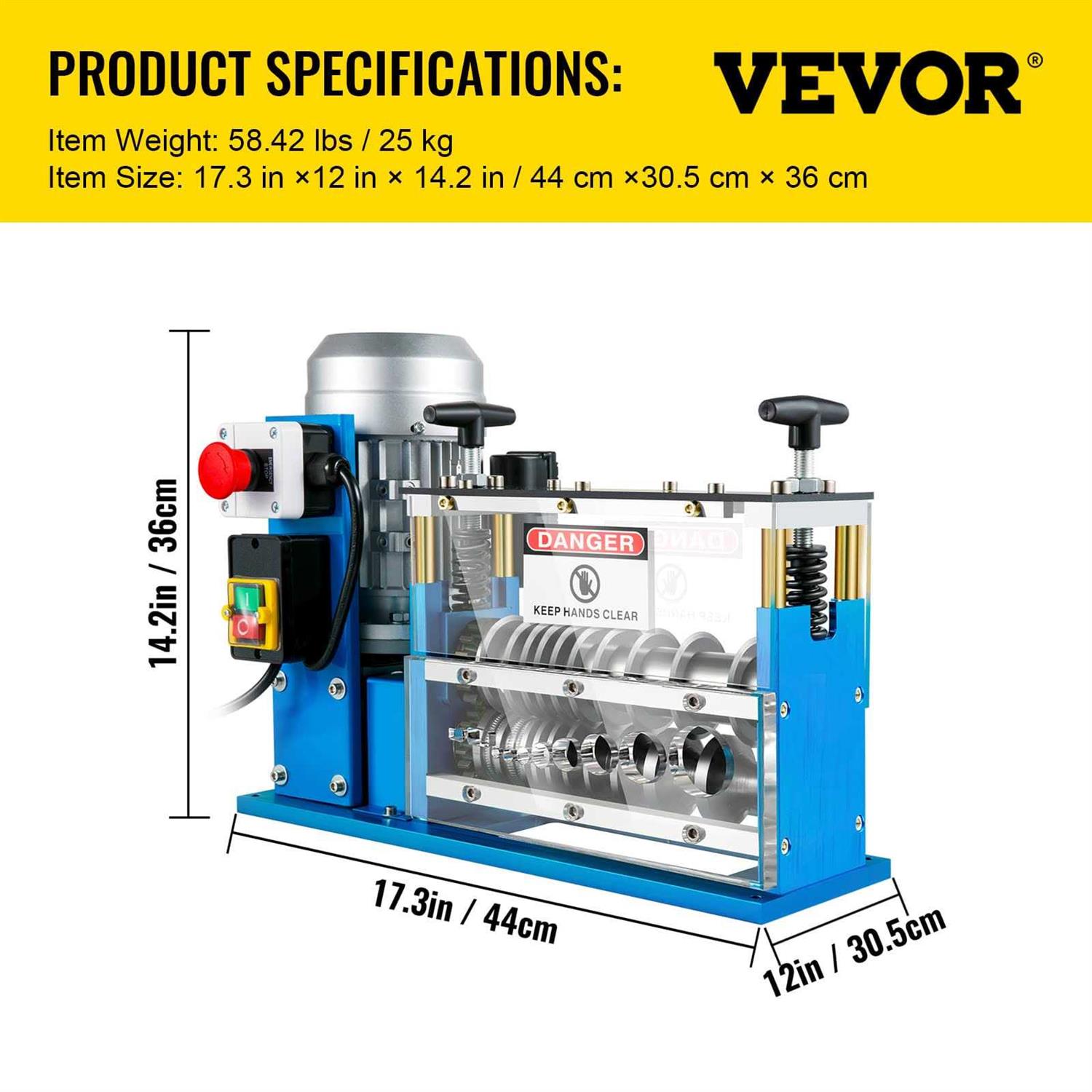 VEVOR Electric Cable Stripping Machine 370-Watt 0.06 in. to 0.15 in. Automatic Wire Stripper with 11 Channels 10 Blades - Image 5