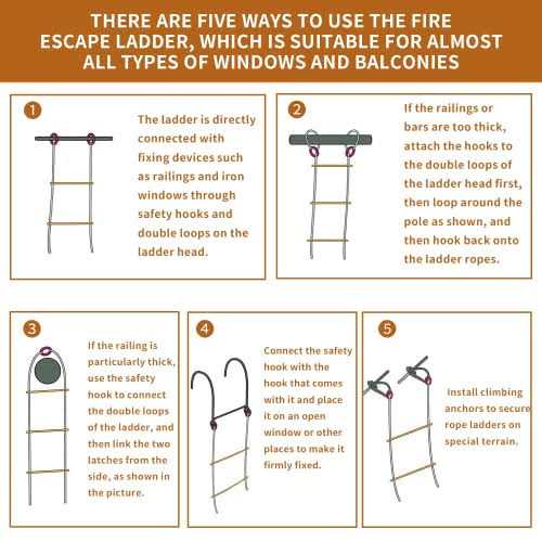 XINSHUNCAN Safety Fire Escape Ladder Adults and Kids - Image 3