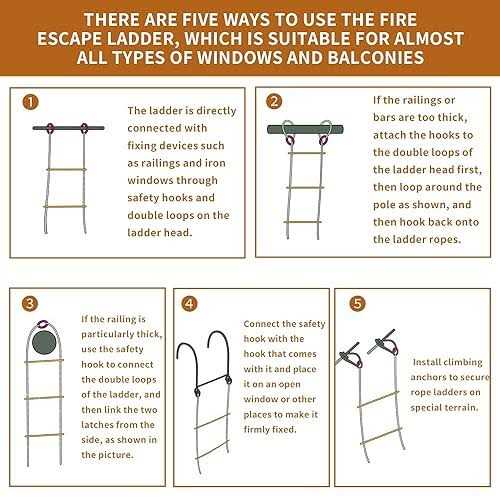 XINSHUNCAN Safety Fire Escape Ladder Adults and Kids - Image 3