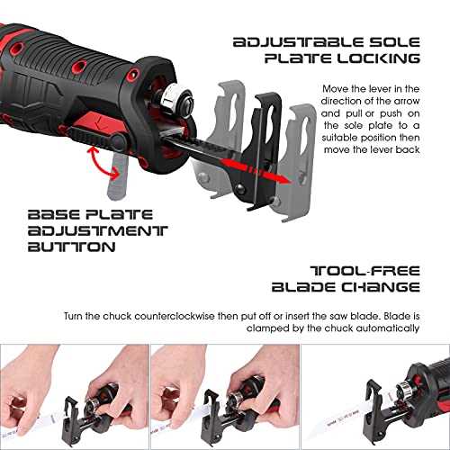 Reciprocating Saw, 20V Max Cordless Saw with 2.0Ah Battery & Charger, 6 Saw Blades, 3000RPM Variable Speed Trigger, Professional Power Saw for Wood, - Image 2