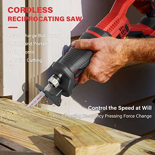 Reciprocating Saw, 20V Max Cordless Saw with 2.0Ah Battery & Charger, 6 Saw Blades, 3000RPM Variable Speed Trigger, Professional Power Saw for Wood, - Image 4